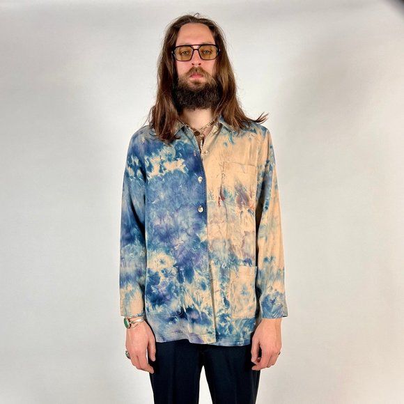 Lizard Queenz Tops - The Montana Crystal - Size 18W - Tie Dye Button Down